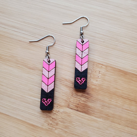 Neon Pink Leopard Heart Earrings