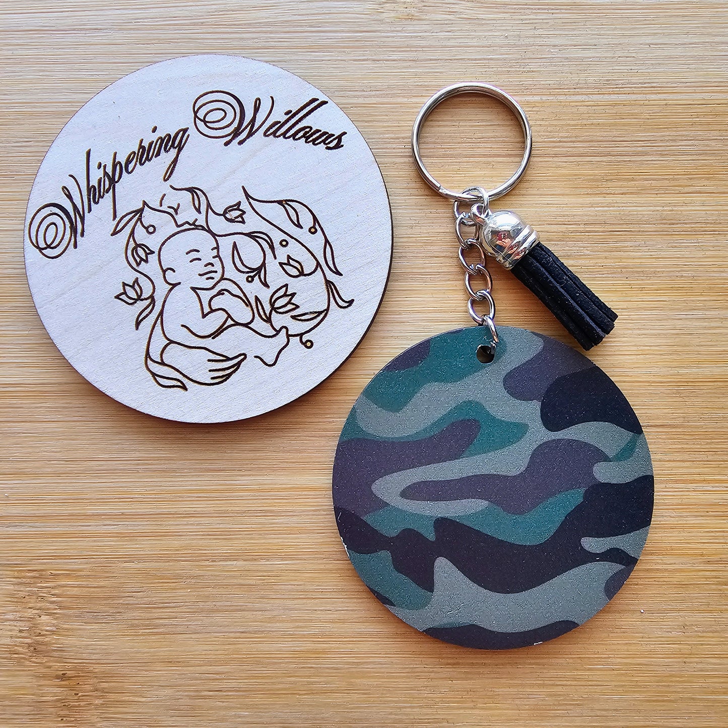 Patterned Wood Keychains (Asst)