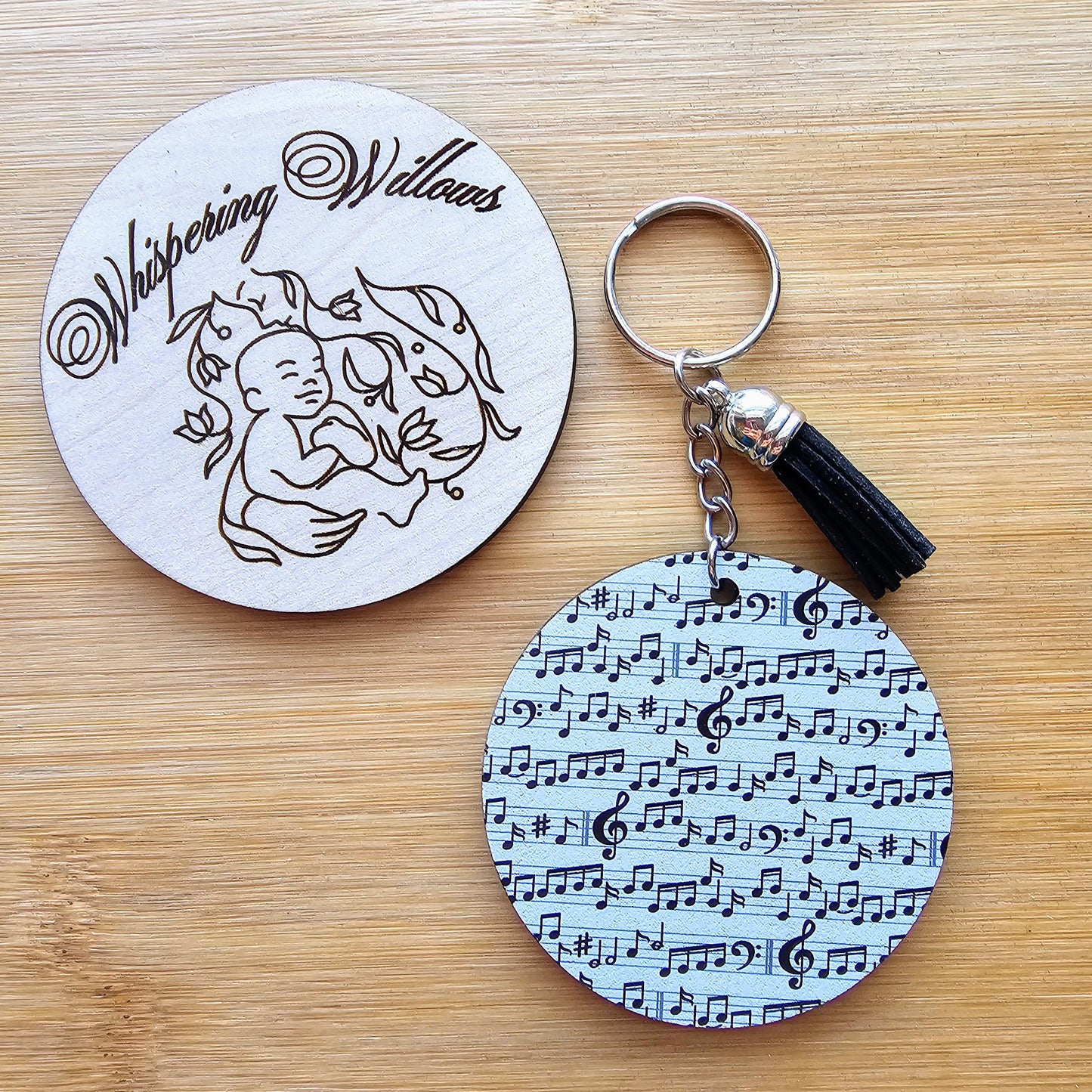 Patterned Wood Keychains (Asst)