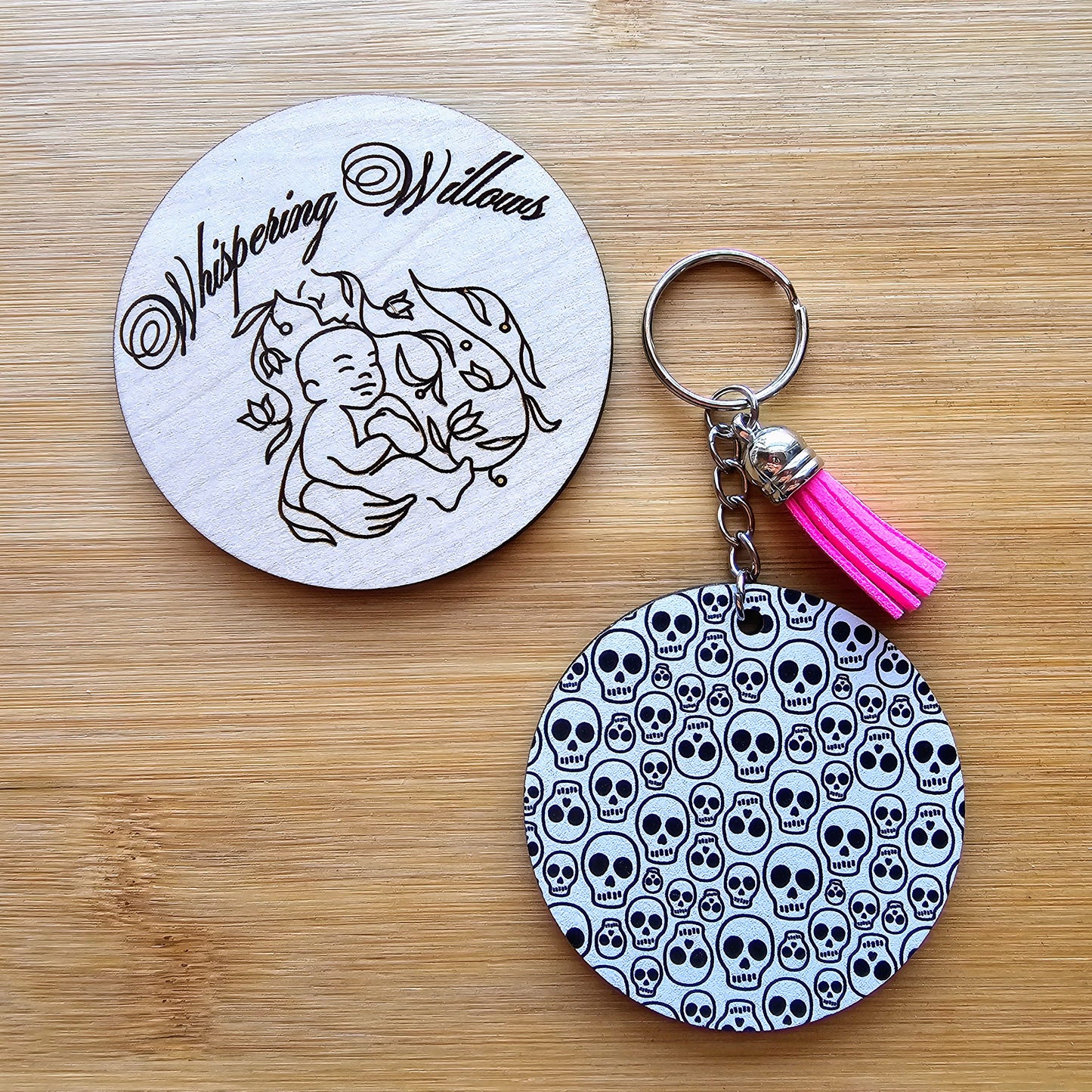 Patterned Wood Keychains (Asst)