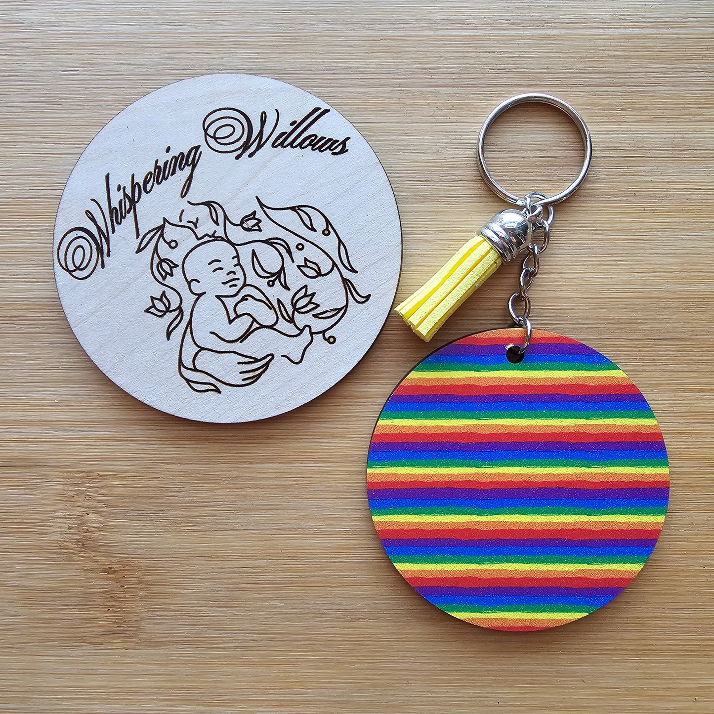 Patterned Wood Keychains (Asst)