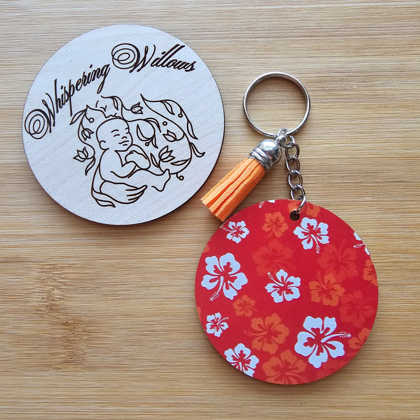 Patterned Wood Keychains (Asst)