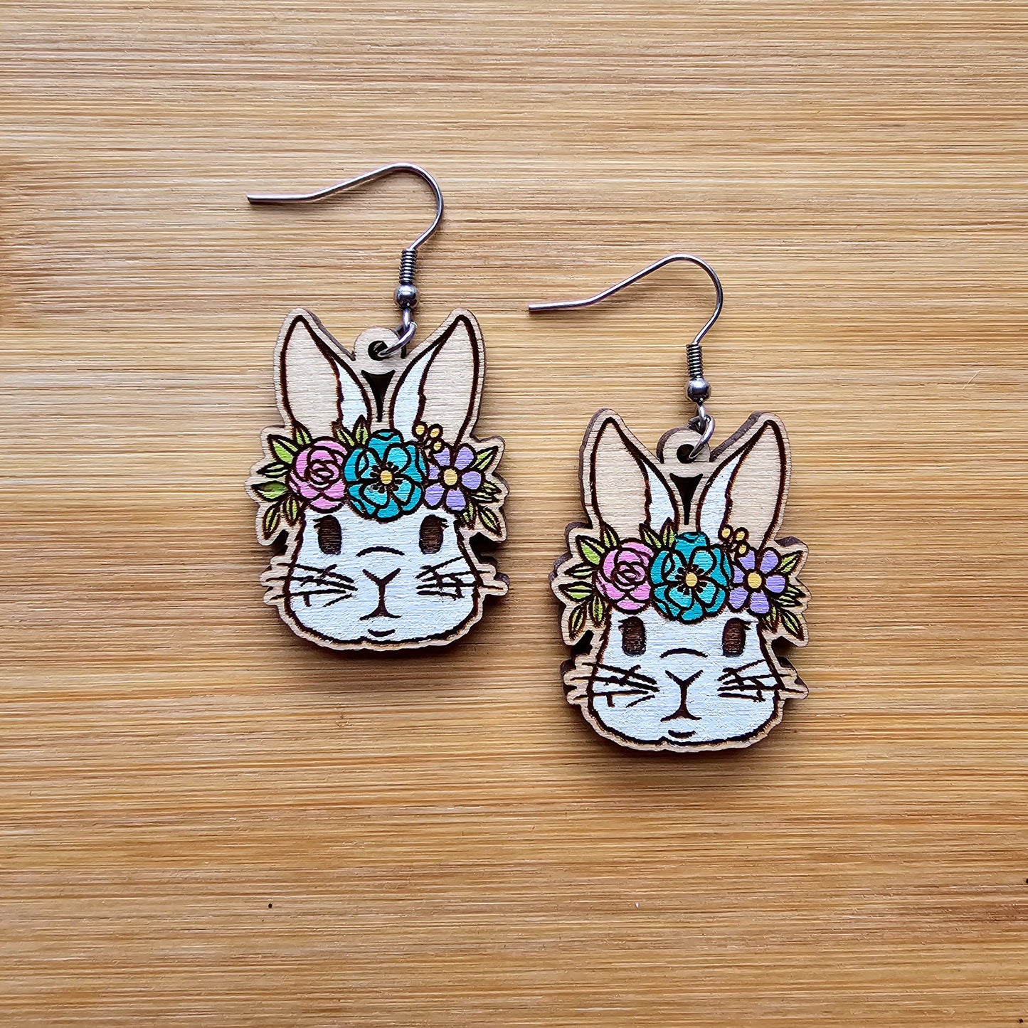 Flower Crown Bunny Earrings