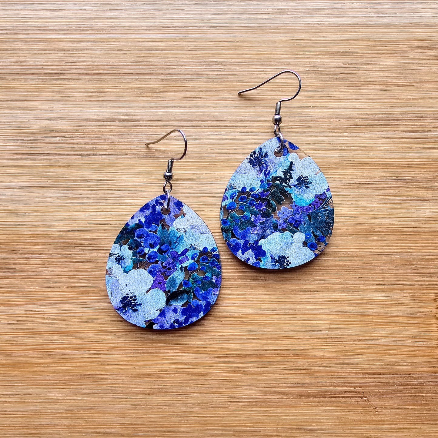 Blueberry Floral Acrylic Earrings