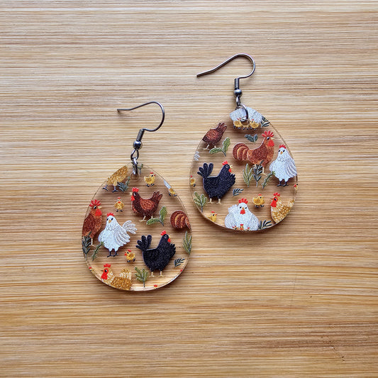 Chicken Acrylic Earrings