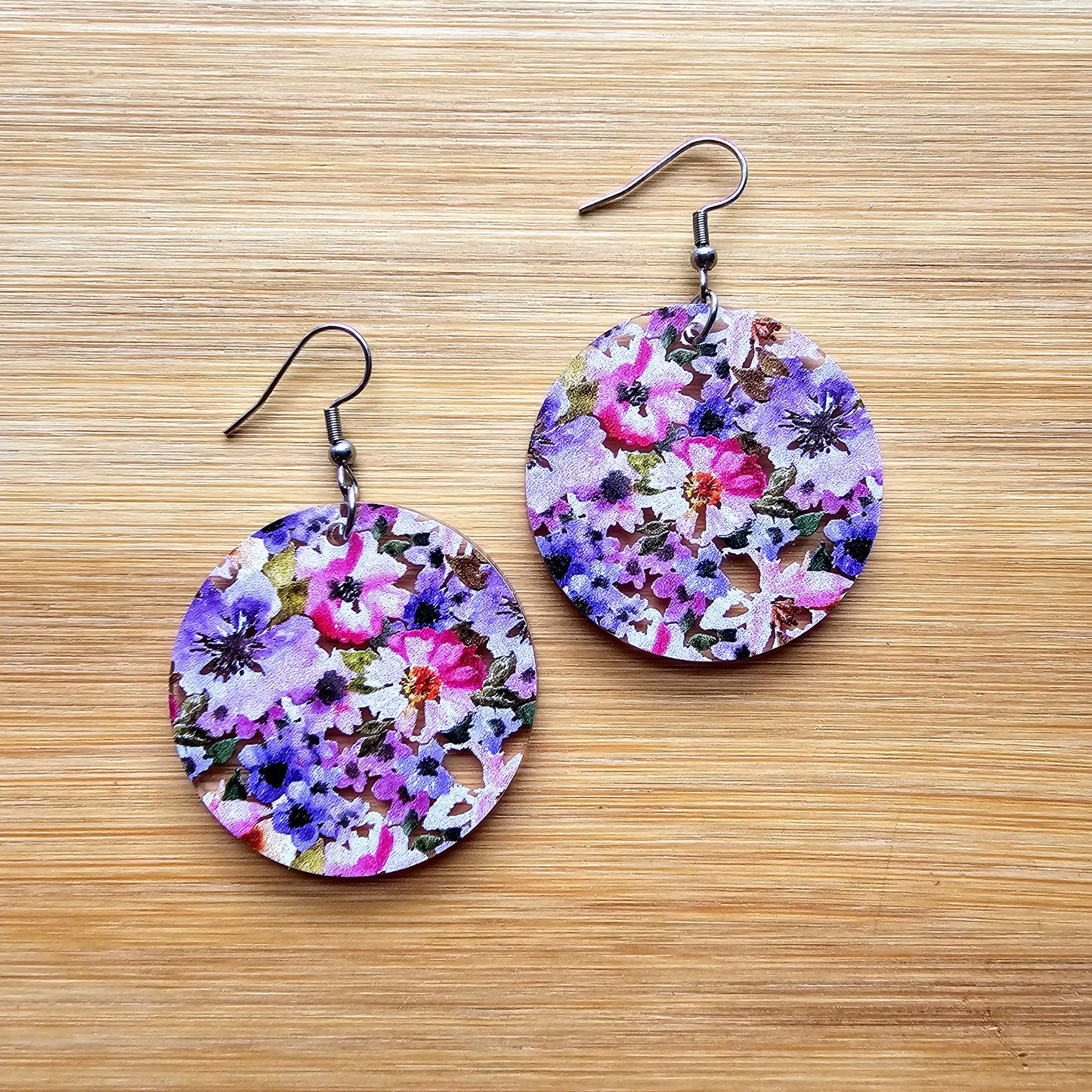 Watercolor Floral Acrylic Earrings