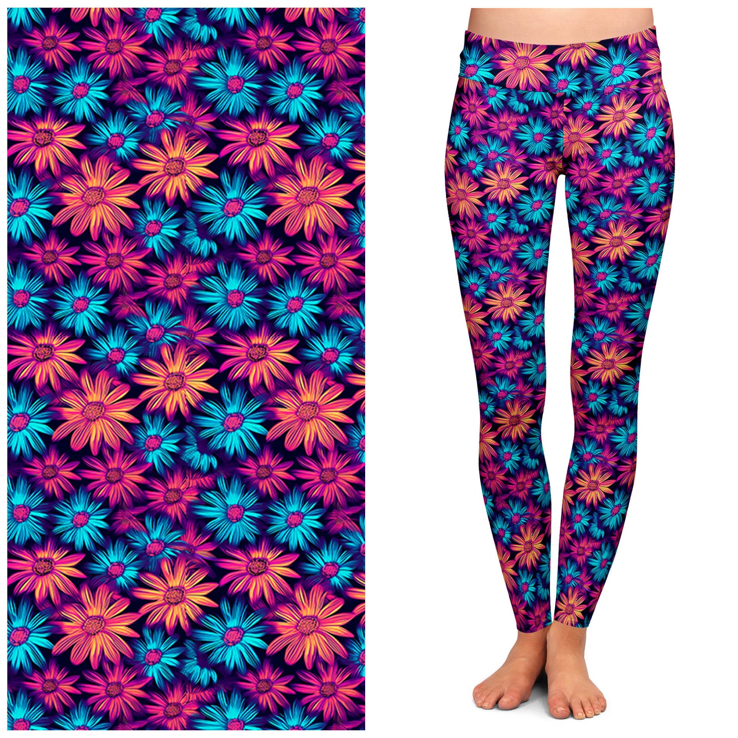 Neon Daisy Adult Leggings