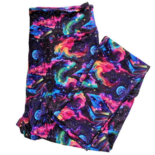 Neon Galaxy Books Adult Leggings