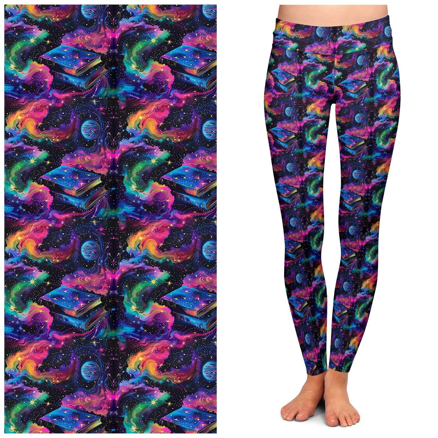 Neon Galaxy Books Adult Leggings