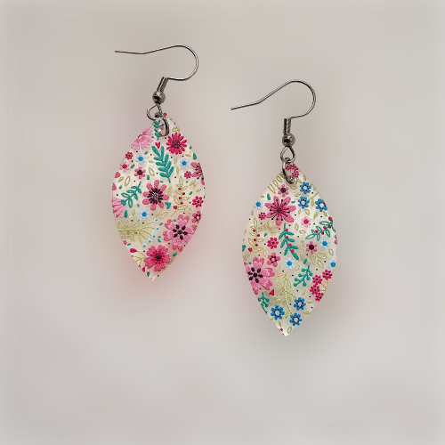 Pink Spring Floral Acrylic Earrings